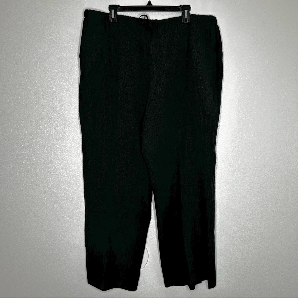 Avenue Womens Black Silk Crepe Wide Leg Pull-On Pants With Pockets Size 18/20
